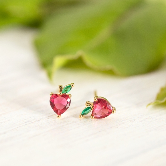 Dainty Apple Studs (S925) - Only 4 left! - Picture 3 of 10
